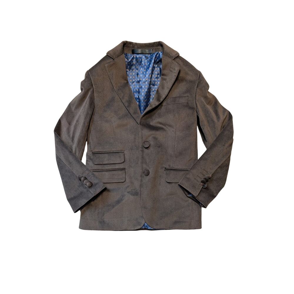Isaac Mizrahi Boys Blazer Two-button Poly Blend Paisley Lining Brown Size 8